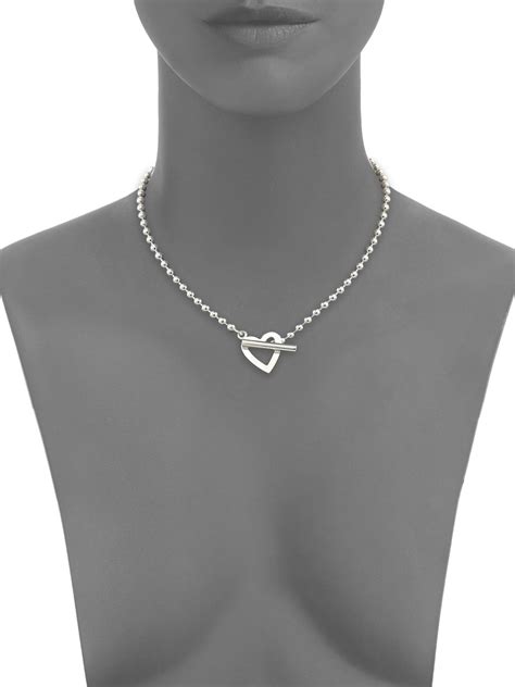 gucci boule heart sterling silver toggle necklace|gucci engraved heart necklace.